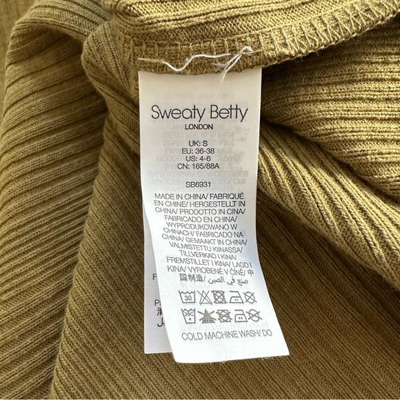 NWT Sweaty Betty Olive Green Ribbed Henley Long Sleeve Cotton Midi Dress Sz S - Picture 15 of 16